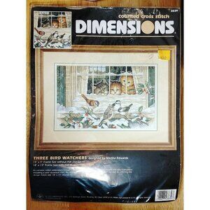 Dimensions Vintage Cross Stitch Kit 3839 Three Bird Watchers Cats 1997